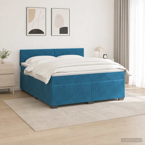  Krevet s box springom, madracem i LED-om Plava 140 x 200 cm Cijene