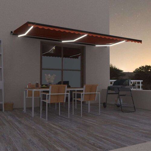  Tenda na ručno uvlačenje LED 600 x 350 cm narančasto-smeđa Cijene