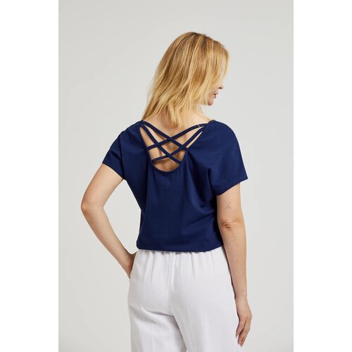 Moodo Women&amp;#039;s blue T-shirt with back neckline - navy blue Slike