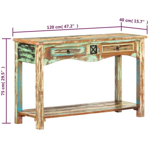  Konzolni stol od masivnog obnovljenog drva 120 x 40 x 75 cm Slike