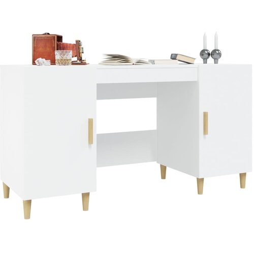  Radni stol bijeli 140 x 50 x 75 cm od konstruiranog drva Slike