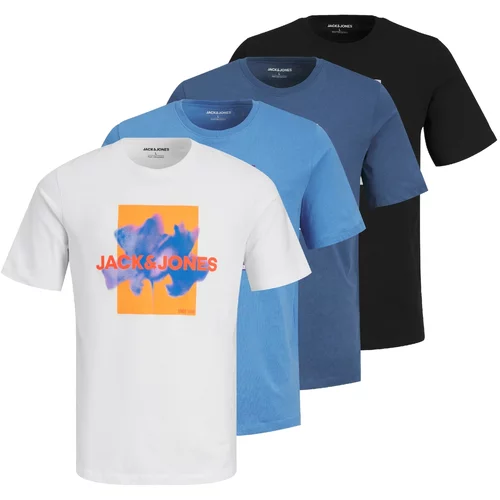 Jack & Jones Majica 'FLORALS' modra / oranžna / črna / bela