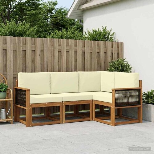  Set vanjskih sofa 4 pcs Prirodna i krem Poliester Cene