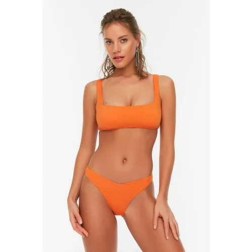 Trendyol Orange Textured V Cut Bikini Bottoms