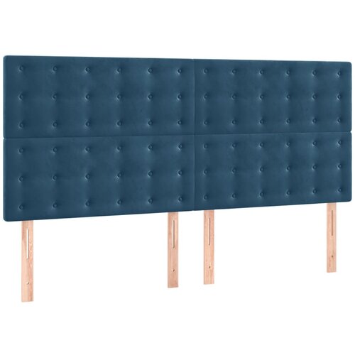 Maison Chic Posteljno vzglavje - Vzglavna omarica 4 kosa temno moder 90x5x78/88 cm žamet, (22078119) Slike