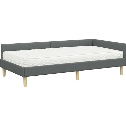  Kutni krevetni okvir s madracem Ostalo 2 pcs Siva tkanina Slike
