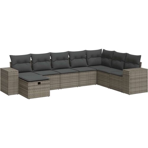 VidaXL 8-dijelni set vrtnih sofa od poliratana s jastucima sivi Slike