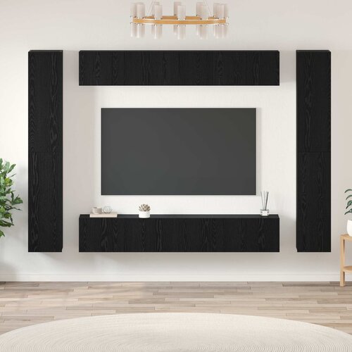  Set TV komoda Zidne 10 pcs Crni hrast Konstruirano drvo Cijene