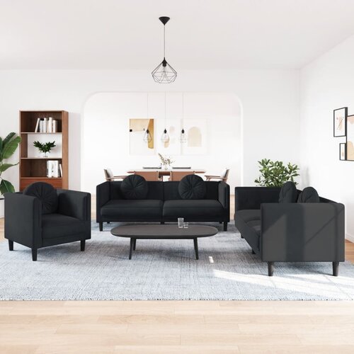 vidaXL 3-dijelni set sofa s jastucima crni baršunasti Cijene