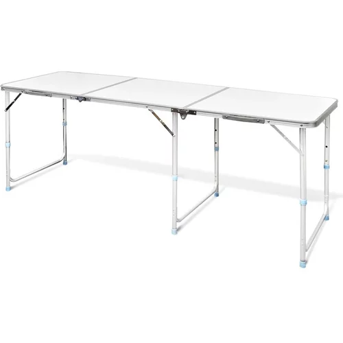  Zložljiva aluminijasta miza za kamp. z nastavljivo višino 180 x 60 cm