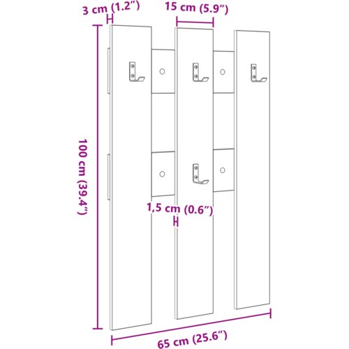 vidaXL Nadwyčajna obe&scaron;alnik za pla&scaron;če sonoma hrast 65 x 3 x 100 cm Cene