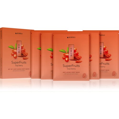 KORIKA SuperFruits Goji Berry - Set of 5 Anti-aging Face Sheet Masks set maski za lice ima povoljniju cijenu s učinkom pomlađivanja 5x25 g Slike