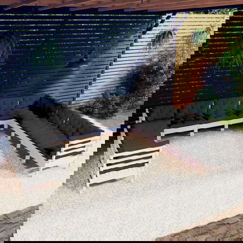  Vrtna sedežna garnitura 11-delna z blazinami bela borovina, (20973618) Cene