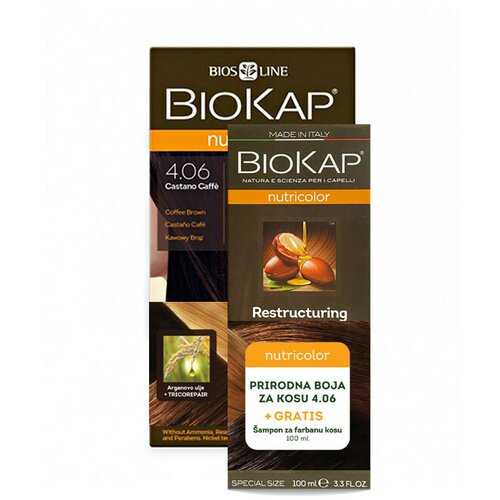 Biokap nutricolor 4.06 + šampon za farbanu kosu gratis Slike