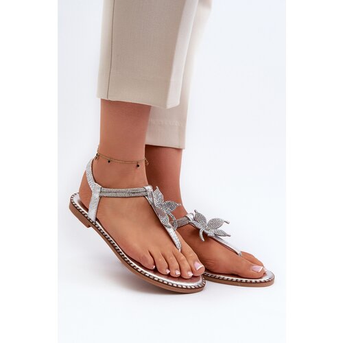 PH2 Women's Flat Sandals With Decorative Flower Silver Edoni Cijene