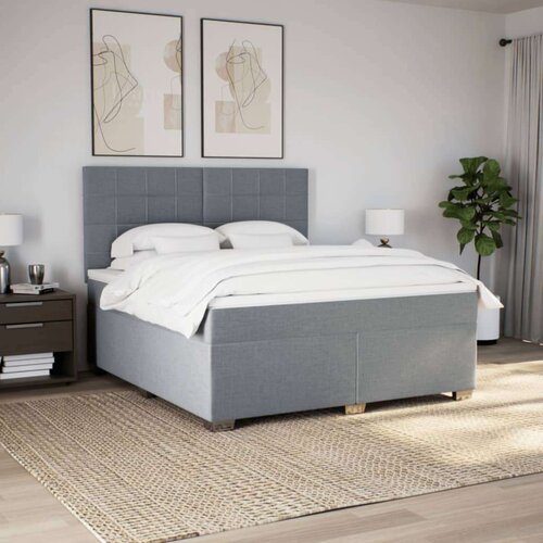 VidaXL Krevet s oprugama i madracem svjetlosivi 180x200 cm od tkanine Slike