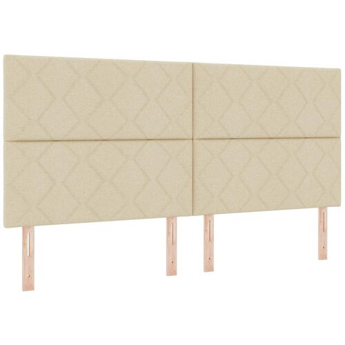 vidaXL Postelja z vzmetnico z vzmetnico krema 200 x 200 cm blago - - Krem - 93.38 - 200 x 200 cm - Cene