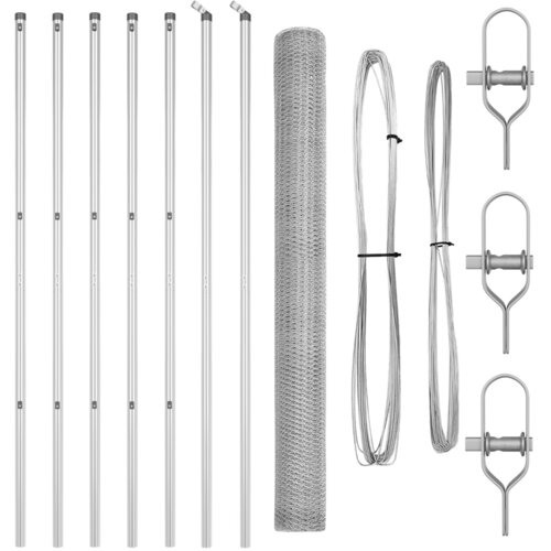 VidaXL &amp;scaron;esterokotna ograja 1.5x10 m pocinkano jeklo, ograjni stebri 7 kos &amp;Oslash;32 mm 200 cm pocinkano jeklo Slike