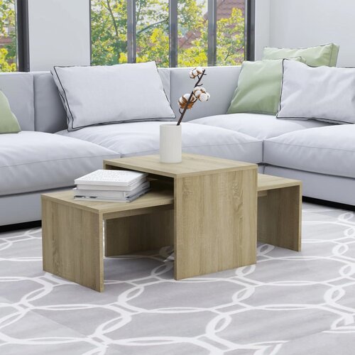 VidaXL Komplet klubskih mizic sonoma hrast 100x48x40 cm iverna plo&amp;scaron;ča Slike