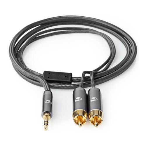 Nedis CATB22200GY20, Stereo audio kabl, 3,5 mm mu&scaron;ki, 2x RCA mu&scaron;ki, Pozlaceni, 2,00 m, Okrugli, Sivi Cene