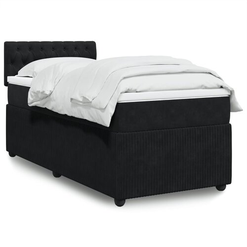 vidaXL Box spring postelja z vzmetnico črn 90x190 cm žamet Cene