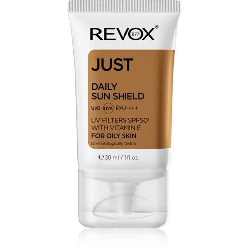 REVOX B77 JUST Daily Sun Shield zaščitna krema za mastno in mešano kožo SPF 50+ 30 ml Cene