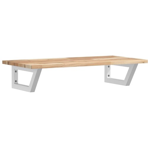  Zidna polica za umivaonik od čelika i masivnog bagremovog drva Smeđa 80 x 40 x 2 cm Slike