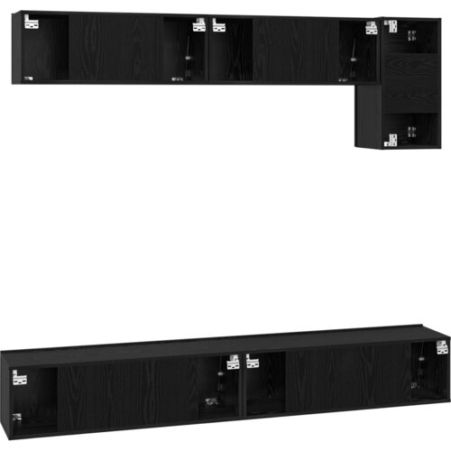 VidaXL Set TV komoda s policom Ostalo s pohranom s vratima 5 pcs Crni hrast 100 x 30 x 30 cm Slike