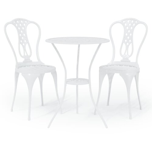  3-dijelni bistro set od lijevanog aluminija bijeli Bijela Slike