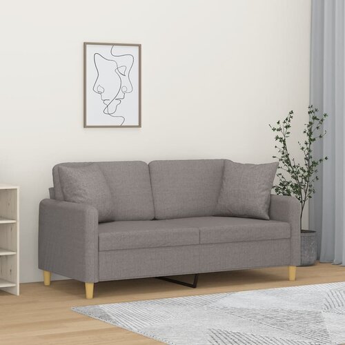VidaXL Dvosjed s ukrasnim jastucima smeđesivi 140 cm od tkanine Tupe Slike