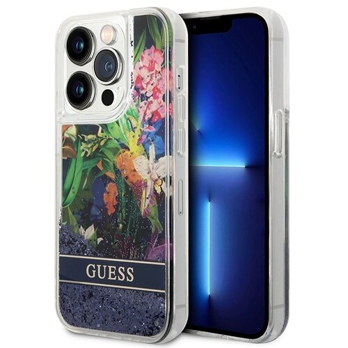 Guess TEKOČI OVITEK Z BLEŠČICAMI HARDCASE FLOWER ZA IPHONE 14 PRO 6.1 MODER, (21834048) Cene