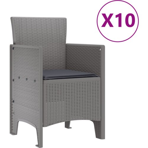 vidaXL 11-dijelna garnitura za objedovanje s jastučićima svjetlosiva poliratan, vrtni stol svjetlosiva 150x100x73 cm poliratan, vrtne stolice s jastučićima 2 komada svjetlosiva poliratan, vrtne stolice s jastučićima 4 komada svjetlosiva poliratan Cene