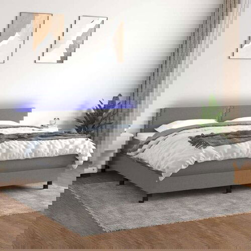  Krevet box spring s madracem LED tamnosivi 160x200 cm tkanina Cijene