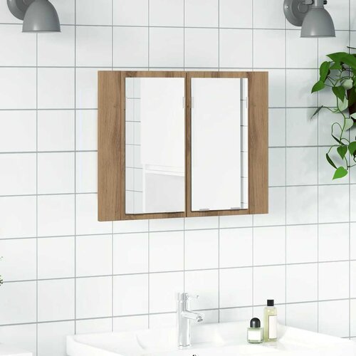  LED ormarić s ogledalom Artisan hrast 60x12x45 cm izrađeno drvo Cijene
