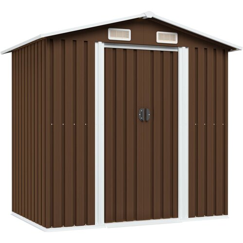 VidaXL Vrtna skladi&amp;scaron;čna lopa rjava 204x132x186 cm jeklena Slike