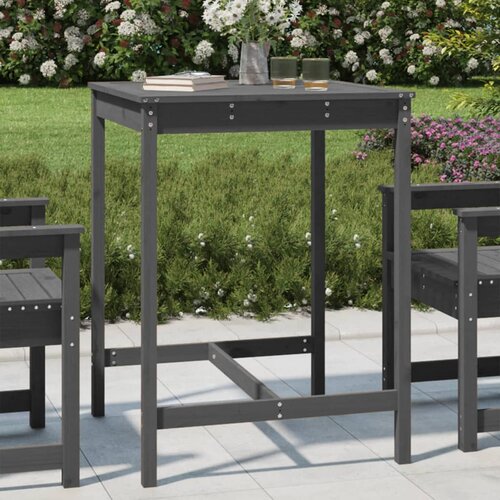 The Living Store Vrtna miza siva 82,5x82,5x110 cm trdna borovina - Vrtna Miza, (21461294) Slike