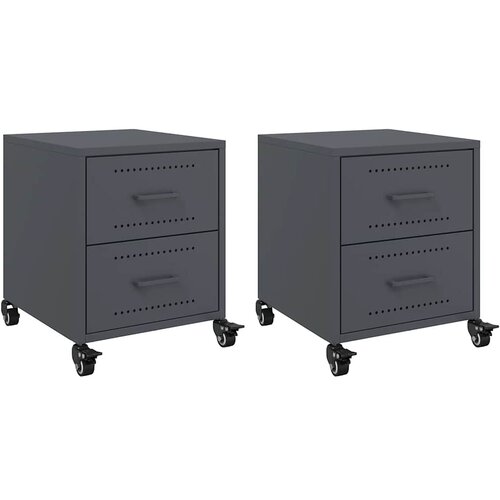 Maison Chic Dvo delni komplet Nočne omarice - Nočne mize antracit 36x39x43,5 cm jeklo, (21687788) Slike