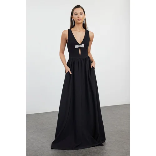 Trendyol Black Plain Regular Woven Evening Dress & Graduation Dress