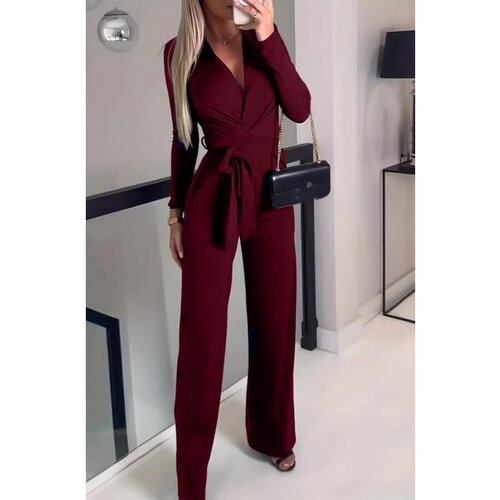 Fenzy Eleganten Kombinezon Z Dolgimi Rokavi, Bordo Cene