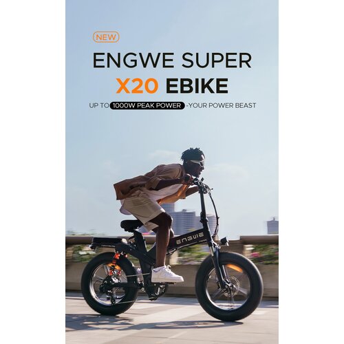 ENGWE X20 električno kolo, 750W motor, 48V 14.4AH+7.8AH baterija, opremljena s polnilnim vhodom mobilnega telefona, svetlobno občutljivimi žarometi, eco-normal-sport tri načine vožnje, najve, (21747622) Cene