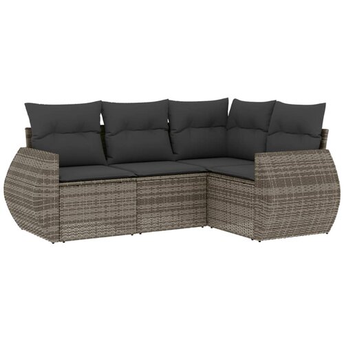 Maison Chic Seti vrtnega pohi&amp;scaron;tva - Vrtna garnitura - Vrtni pohi&amp;scaron;tvo set 4-delna z blazinami siv poli ratan, (21820262) Slike