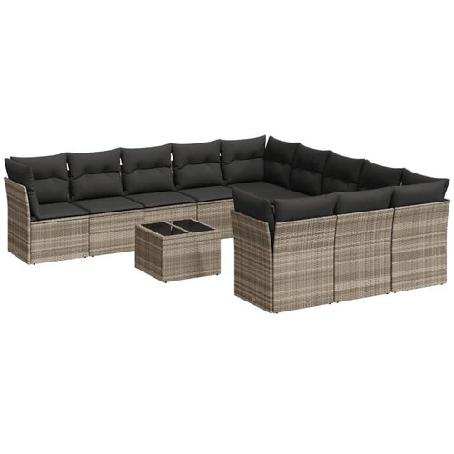  12-dijelni set vrtnih sofa poliratan s jastucima svijetlosivi Slike
