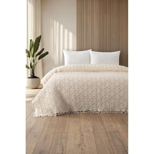  Perge - Beige Beige Muslin Single Quilt Slike