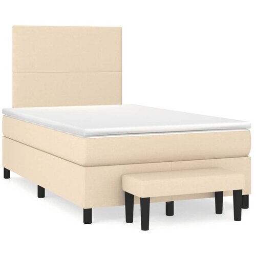 vidaXL Box spring postelja z vzmetnico krem 120x190 cm blago Cene