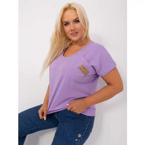 Fashion Hunters Light purple plus size blouse with pocket