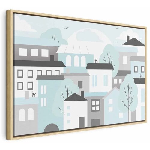  Slika - Colorful Town (1 Part) Wide 120x80 U prirodnom drvenom okviru Cijene
