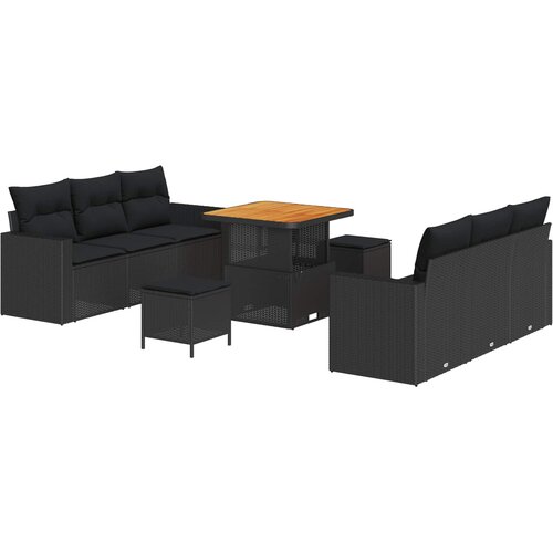  Sjedeća garnitura za vrt 9 kom. 6-Broj sjedala Crna poliratan 80 x 80 x 71 cm Slike