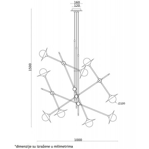Vesta 319 visilica  9*G9 antique brass/black Cene