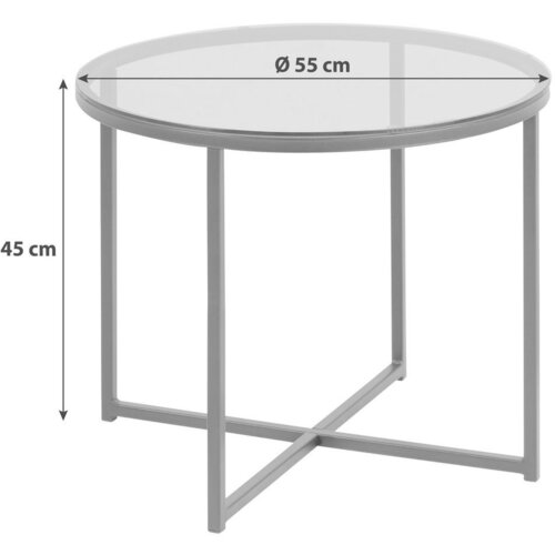 Actona Stranska mizica s steklenim vrhom Cross , ⌀ 55 cm Cene