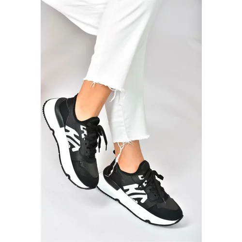 Fox Shoes Black Fabric Thick Soled Sneakers Sneakers